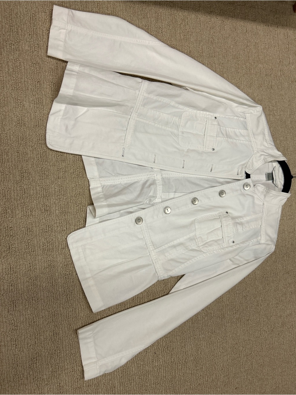 Christopher & Banks White Button-Front Cotton Jean Jacket